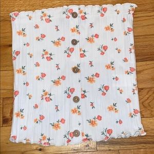 Floral white tube top